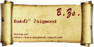 Bakó Zsigmond névjegykártya